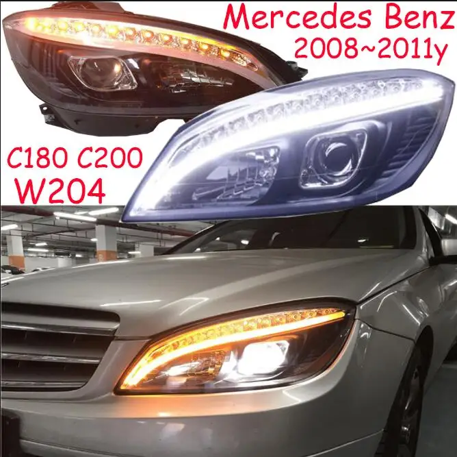 2008~ 2011y автомобильный бампер головной свет для Mercedes Benz W204 фара C180 C200 светодиодный DRL hid ксенон/галогенная лампа для W204 фары - Цвет: Mercedes Benz