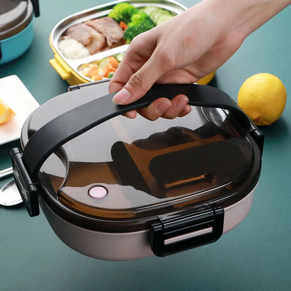

304 stainless steel insulated lunch box Student Bento Box Office worker lunch box Canteen plate Double layer insulated lunch box