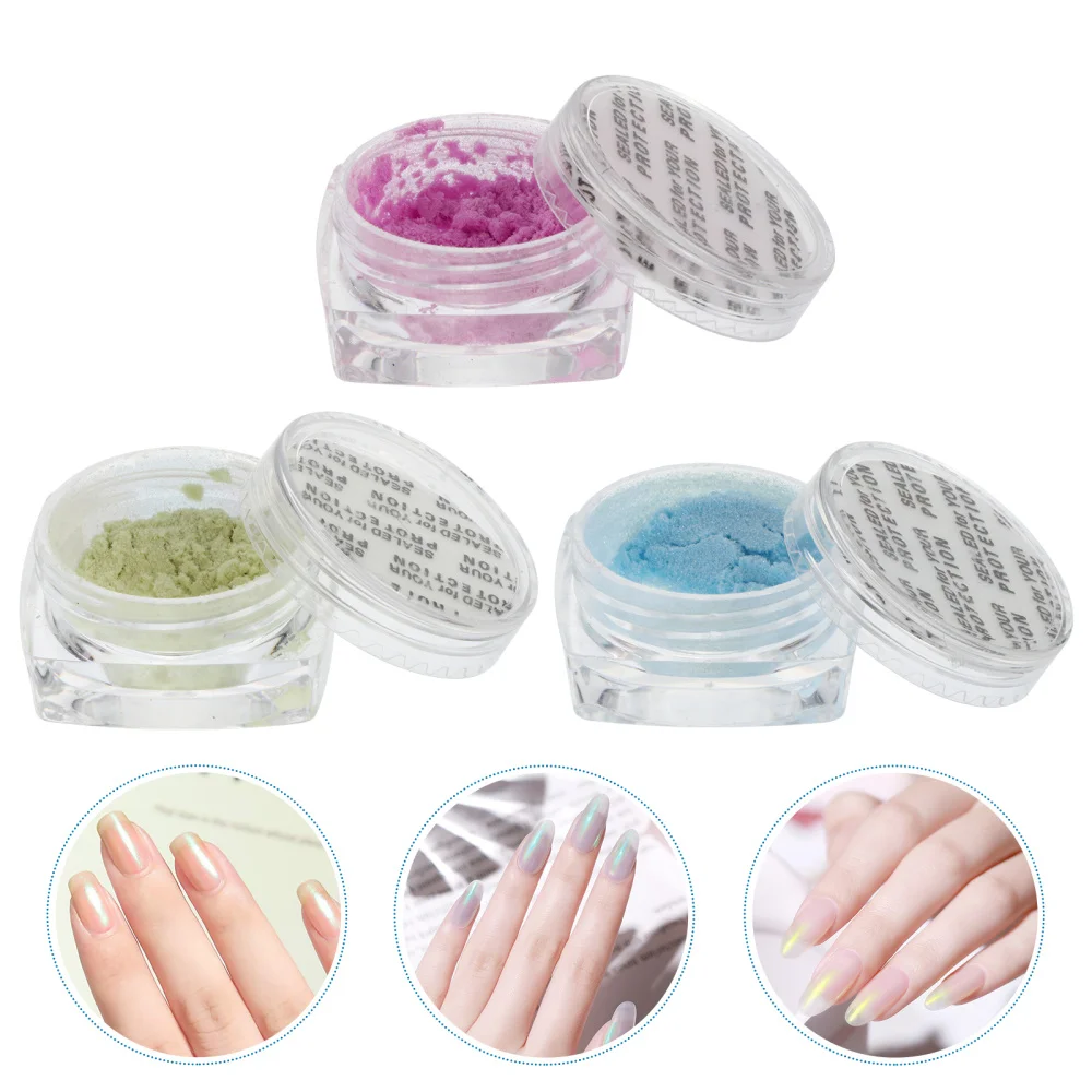 

3 Boxes DIY Nail Glitter Powder with 3 Brushes Crafting Accessories Decoration