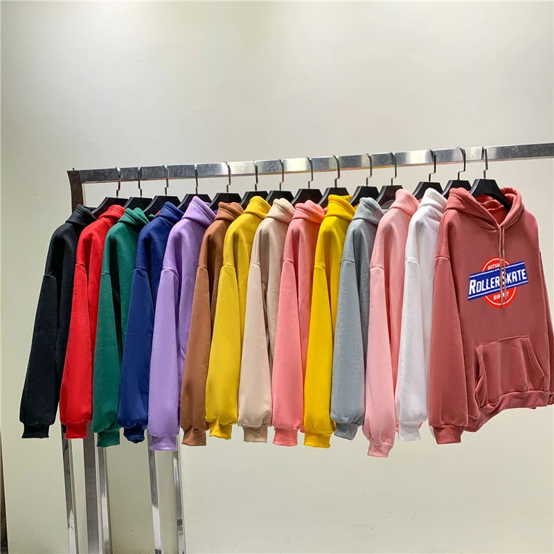 

Cashmere Thickened Winter Korean Simple Letter Printing Hoodie Women's Loose 14 Color High Definition Letter Printin Hoodie