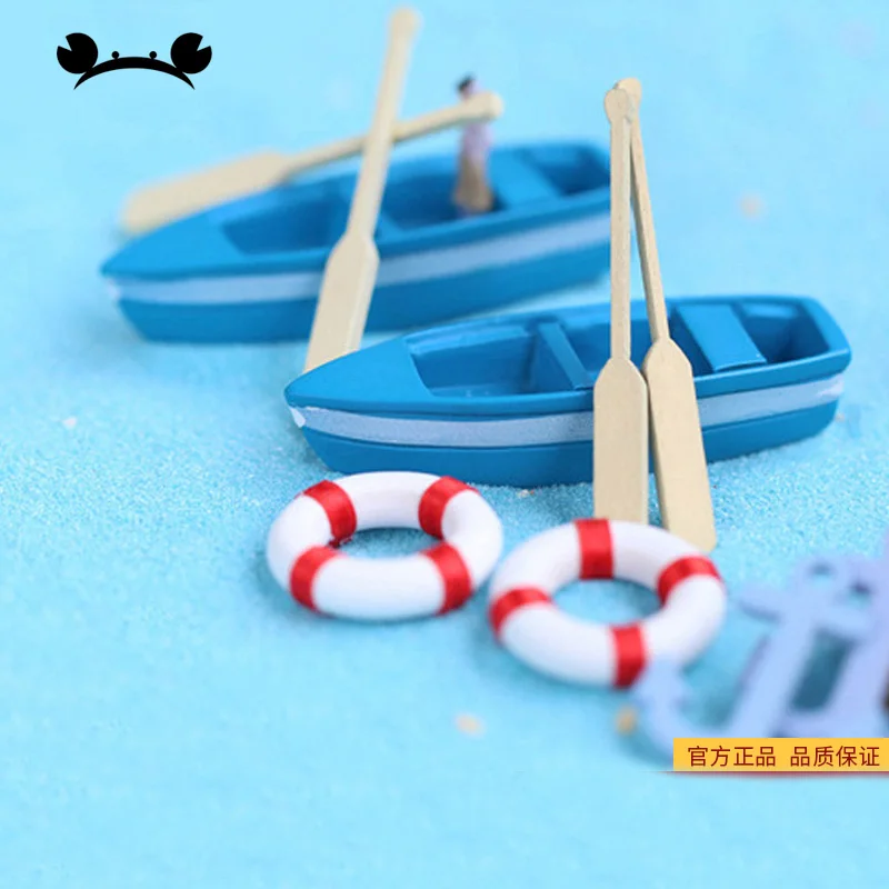 6 шт./компл. Мини Милая модель лодки игрушки синий корабль весло Модель Набор