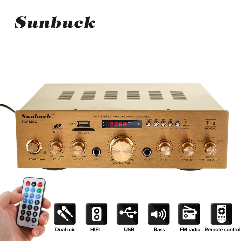 

Усилители CLAITE для домашнего кинотеатра, 110 В/220 В, HIFI, аудио, стерео, bluetooth, MP3/FM, радио с пультом дистанционного управления, 2 микрофона