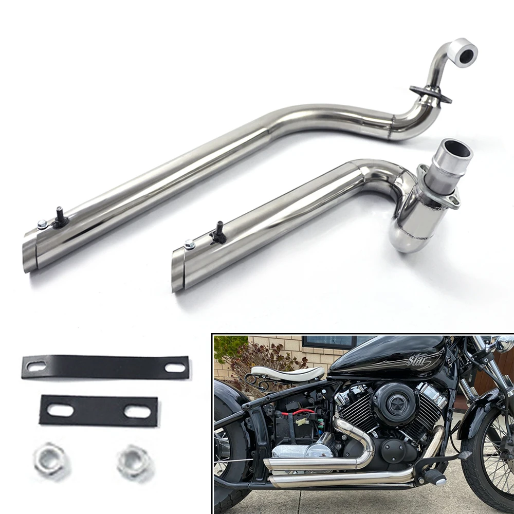 Фото Комплект выхлопных труб мотоцикла, глушители для Yamaha V star 650 XVS650 XVS400 DS650 400 Drag star 400 Drag Star 650 круглый год №1