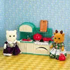 Новинка 2021, мебель для кукольного домика Forest Family, набор шкафов, миниатюрная модель кукольной духовки, миниатюрная кухня для кукольного плеча, подарок для девочки
