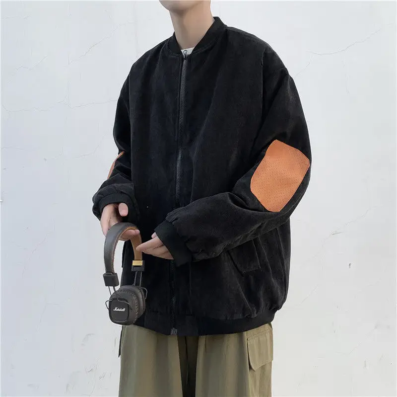 

Men's jackets 2021 spring and autumn new corduroy jackets retro loose casual solid color youth men's clothing patch coat
