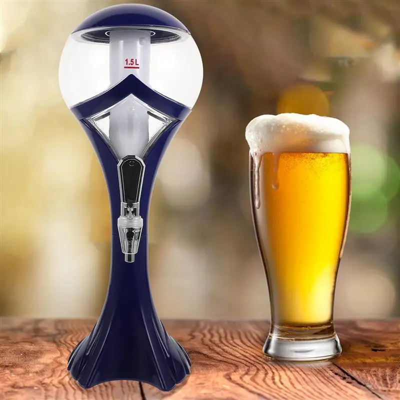 

1.5L Bar Beer Tower Party Wine Beer Water Juice Beverage Dispenser Tabletop Liquid Drinking Ice Core Container Pourer