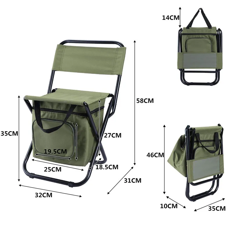 outdoor folding chair camping fishing chair stool portable backpack cooler insulated picnic tools bag hiking seat table bag 2021 free global shipping