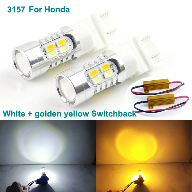 

For Honda led light Excellent No error Ultra bright 3157 Dual Color Switchback LED DRL Parking front Turn Signal light Bulbs
