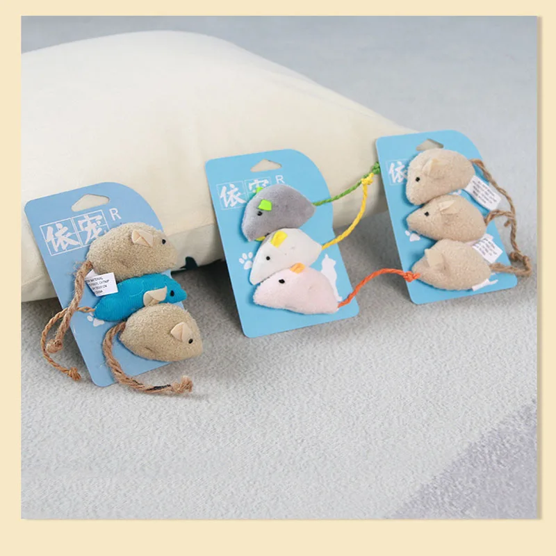 3 шт./лот милые и маленькие игрушки для кошек имитация плюшевой мыши игрушка