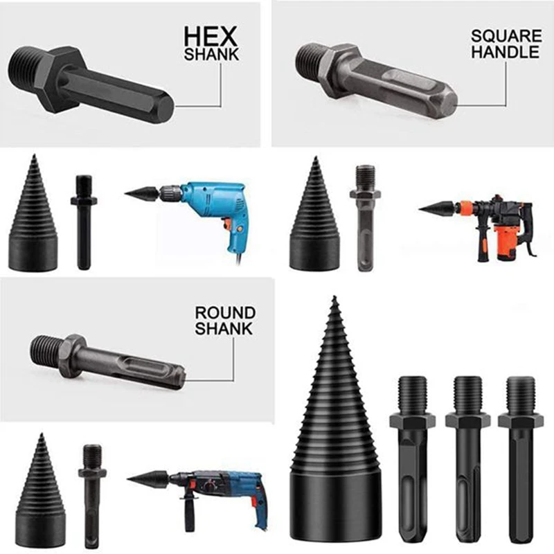 

Wood Splitter Firewood Drill Bit, Screw Cone Driver Log Splitter High Tool Woodworking Tools for Electric Drill 45Mm