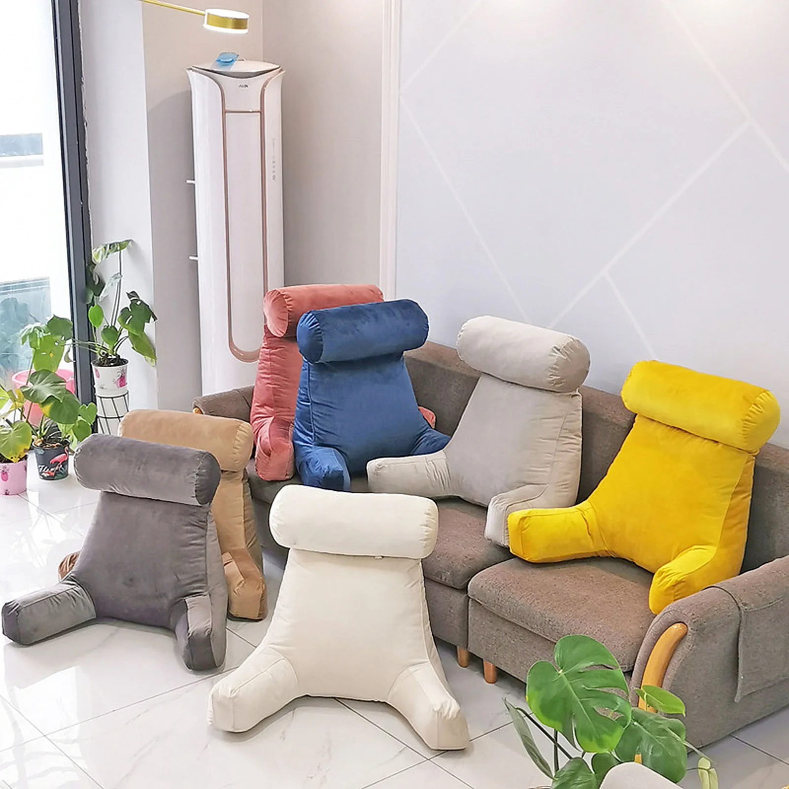 

Reading Pillow Bedding Wedge Shredded Backrest Cushion With Arms Washable Sofa Bed Back Support Cushions Backrest Reading Pillow