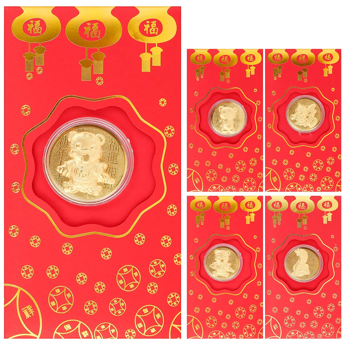 

Lucky Chinese Red Envelope 2022 Tiger Year Gold Coin Red Packet Creative Hongbao Birthday Marry New Year Red Gift Best Wishes