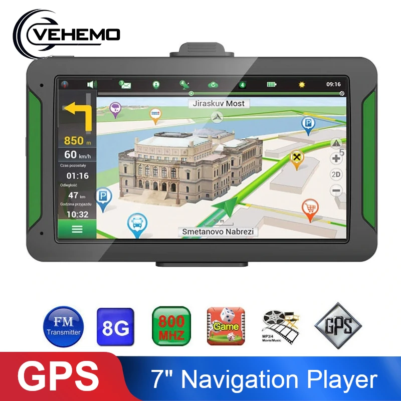 Автомобильный gps навигатор 7 дюймов Hd нажатие на экран 8 ГБ Встроенная память + 256