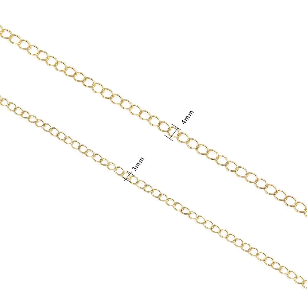 1m/lot 3/4 mm 18K Gold Plated Open Link Ring Extended Extension Bracelet Chains Tail Extender Chain For Jewelry Making Supplies | Украшения