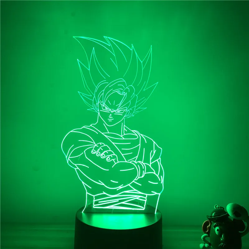 3D светодиодный ночной Светильник Dragon Ball Z Goku Super Saiyan, экшн-фигурка, 7 цветов, сенсорная Оптическая иллюзия, настольная лампа, режим украшения дома