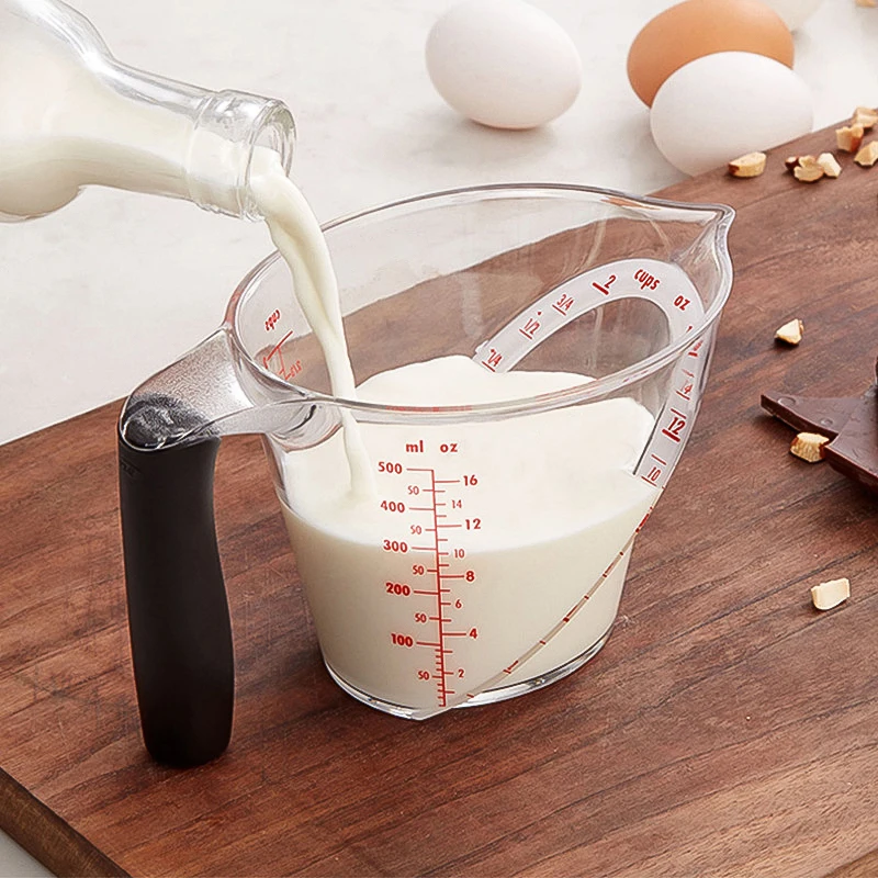 

Heat-resistant Glass Measuring Cup With Scale Microwave Oven Measuring Glass Home Baking Tool With Red Measurement Angled Grip