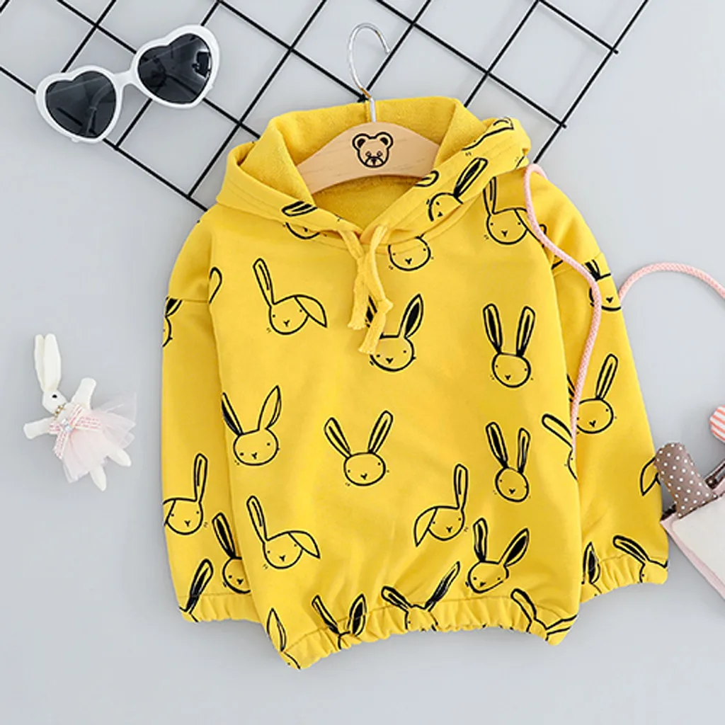 Одежда для маленьких девочек свитер с капюшоном и кроликом пуловер комплект со