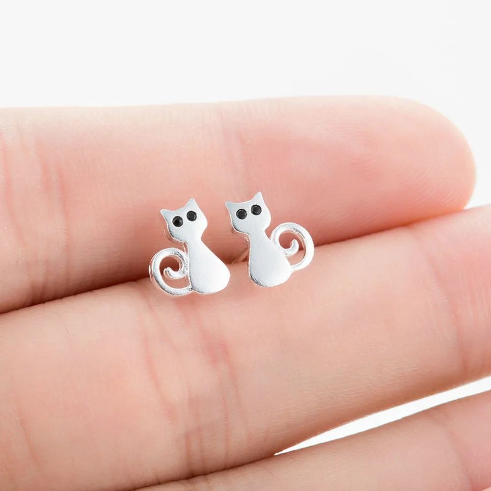 1 Color Cute Cat Stud Earrings for Women Jewellery Prevent Allergy jewelry girl Christmas gifts | Украшения и аксессуары
