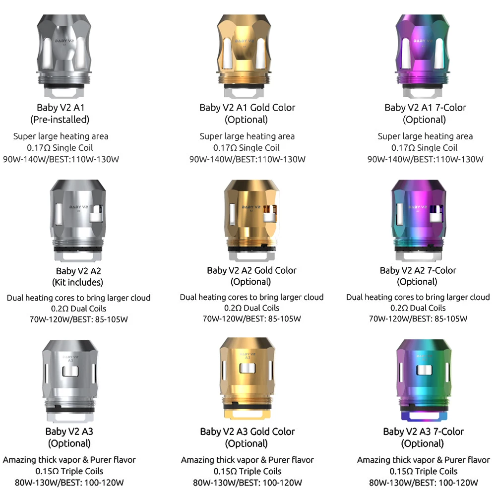 Оригинальный электронных сигарет SMOK TFV8 Детские V2 S1 S2 A1 A2 головка катушки