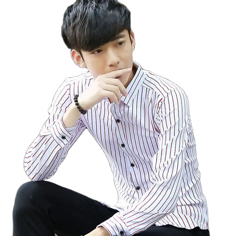 M-3XL free shipping camisa masculina 2015 new fashion striped shirt men long sleeve Slim fit business casual dress plaid shirts | Мужская