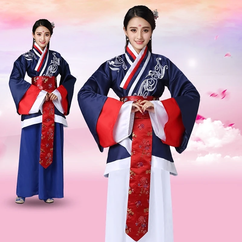 

Chinese Ancient Elegant Fairy Clothing Han/Tang Dynasty Princess Costume China Traditional Folk Dance Wear Blue Hanfu DQL1864