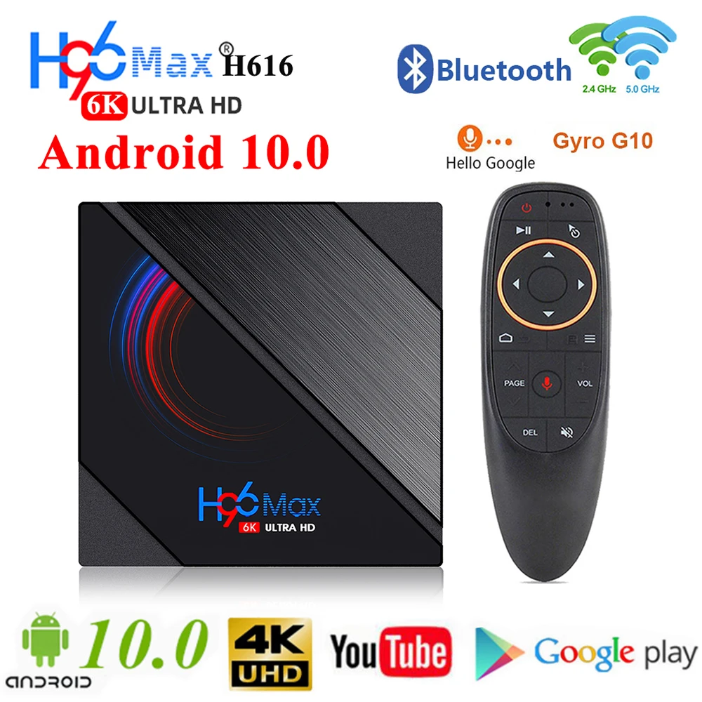 Приставка Смарт ТВ H96MAX Android 10 0 H616 4 ядра Wi Fi Bluetooth DDR3L 6K HD|ТВ-приставки и медиаплееры|