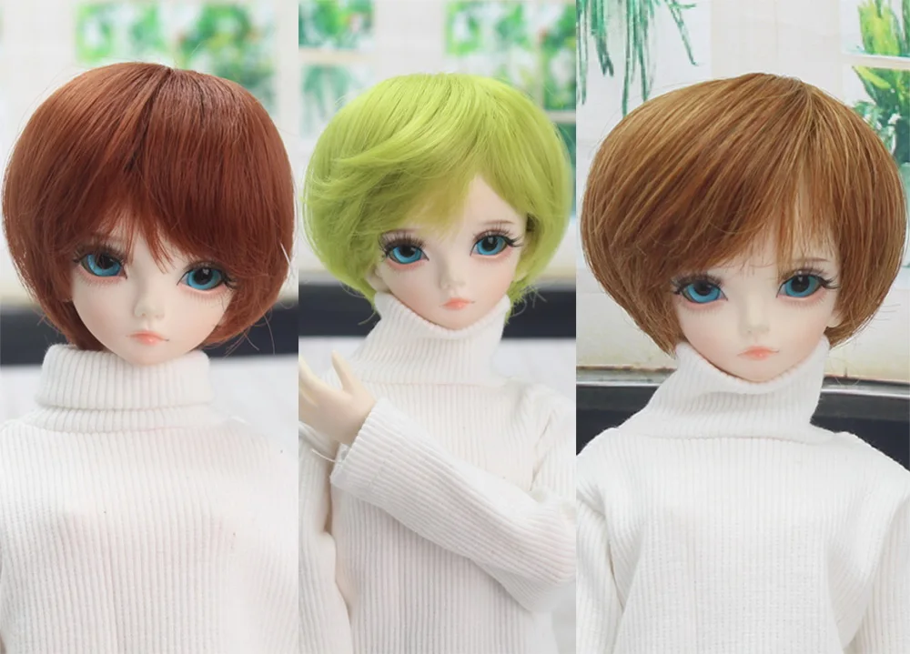 Короткие парики из высокотемпературного волокна коричневые кукольных волос для