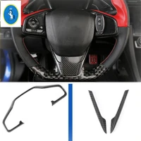 yimaautotrims auto accessory steering wheel decoration strip cover trim fit for honda civic 2016 2020 carbon fiber abs