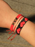 yuokiaa red heart miyuki bead bracelet for women kids zircon rhinestone rivets jewelry handmade braided friendship boho bangles