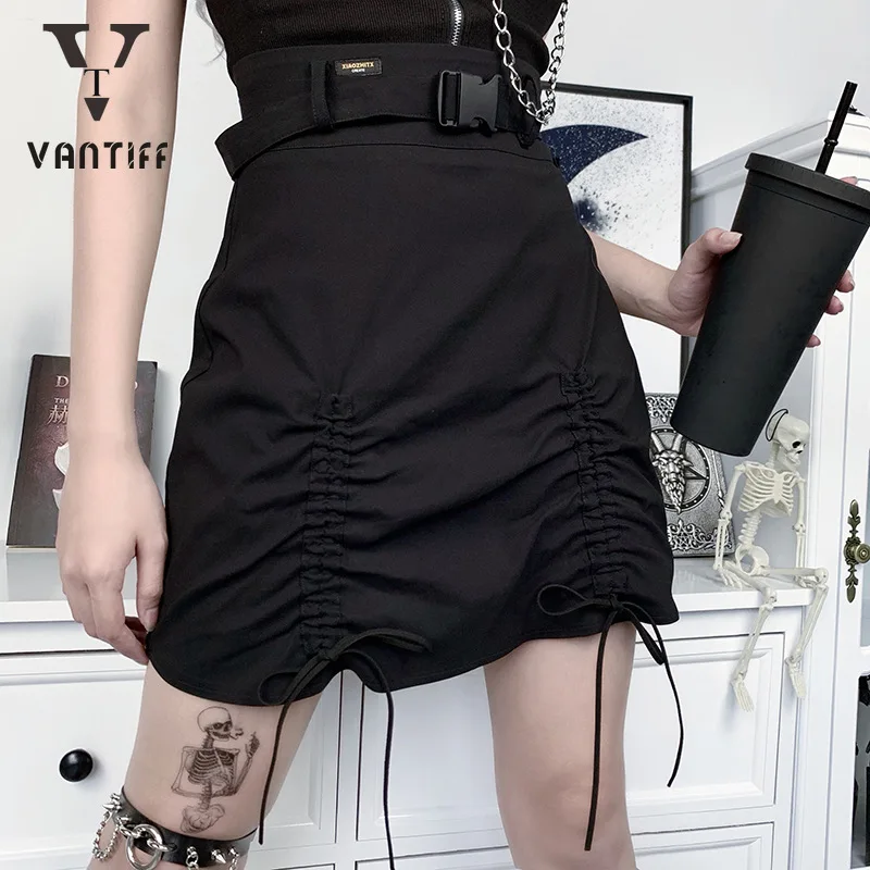 

Модная уличная одежда, юбки с высокой талией для женщин, винтажная юбка А-силуэта, юбка с асимметричным поясом, облегающее платье на осень и ...