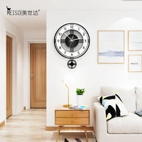 round silent acrylic decorative pendulum swing wall clocks modern design living room kitchen home decoration wall watch stickers