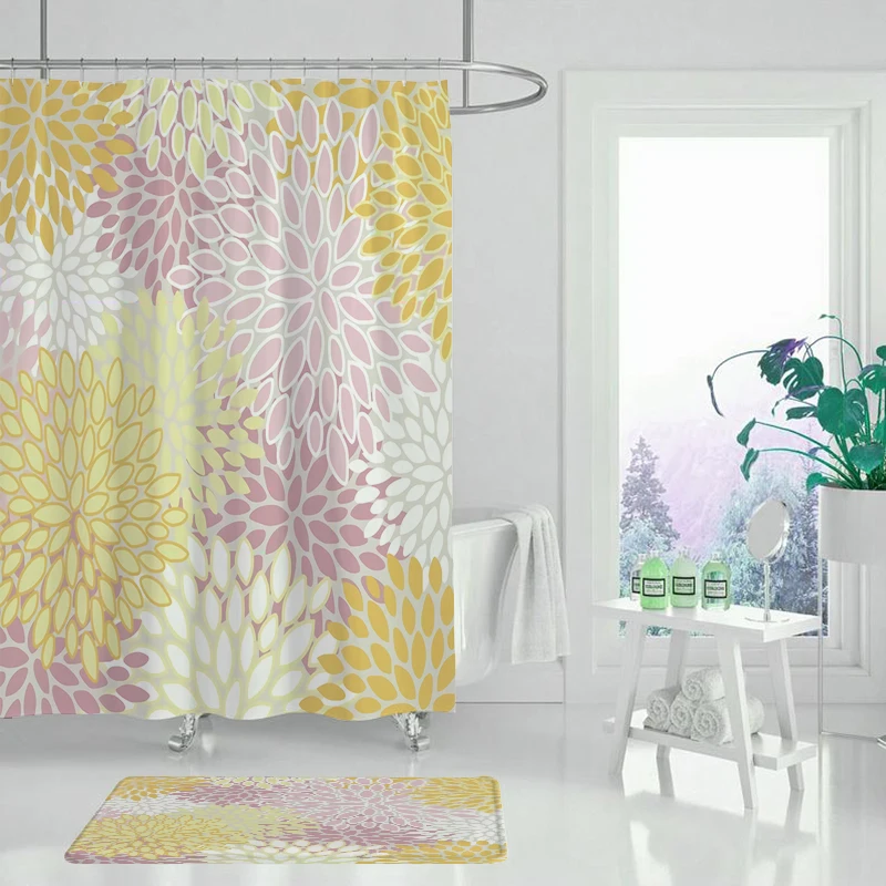 Занавеска для душа водонепроницаемая тканевая шторка из полиэстера ванной