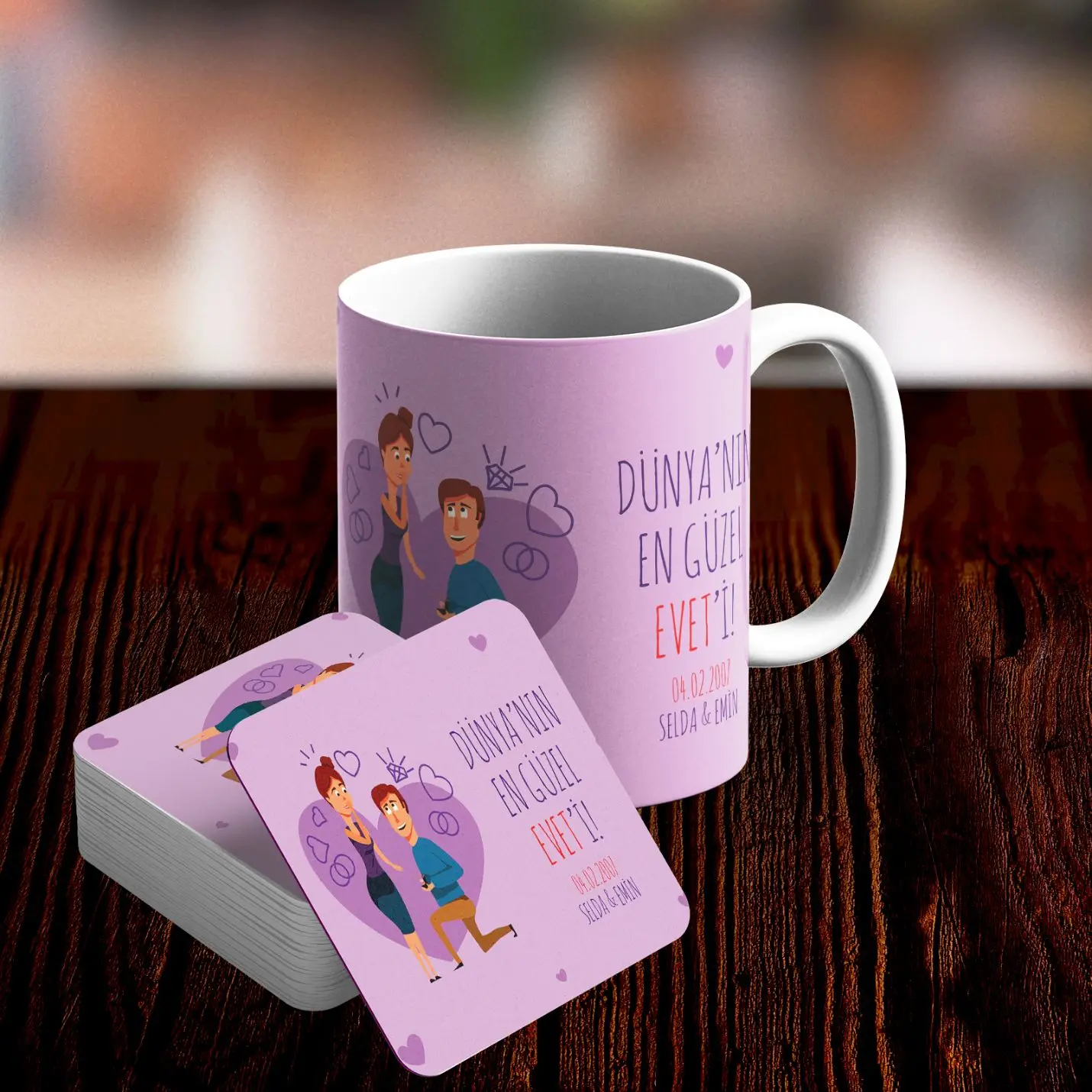 

Personalized Romantic Mug and Underlay Set-32
