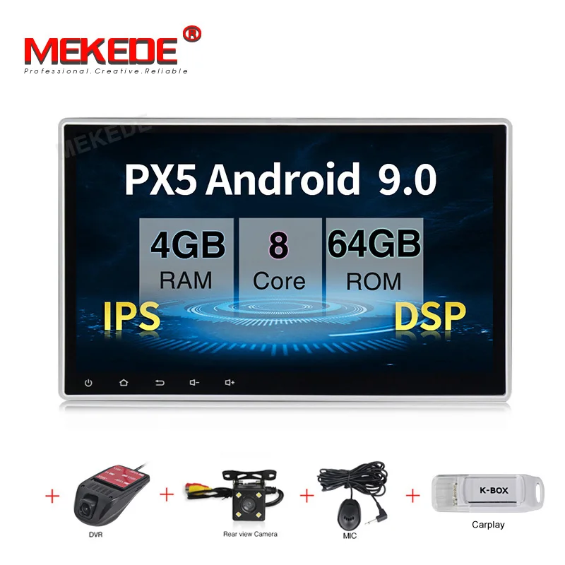 MEKEDE Android 9,0 ips DSP 10,1 дюймов двойной 2 din Автомобильный gps dvd-плеер с BT wifi Радио Стерео 2din автомобильный радио мультимедиа - Цвет: 64G Cam DVR carplay