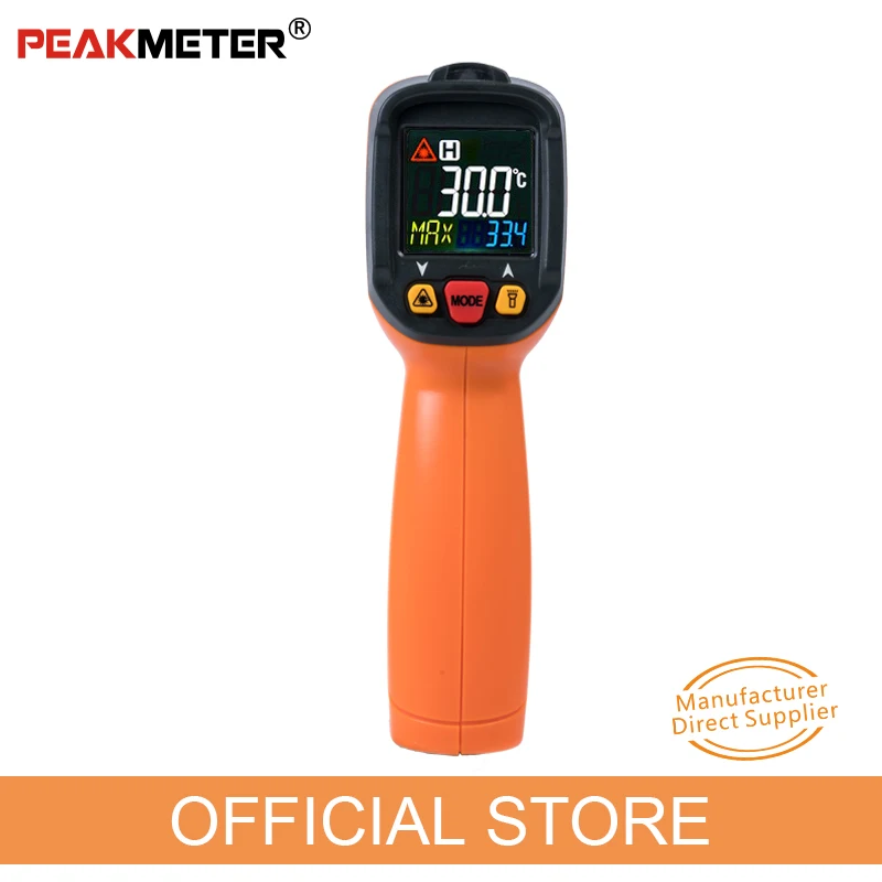 PEAKMETER PM6530C LCD Laser Digital Infrared Thermometer Temperature gun meter -50~800 with K type Ambient UV Light bathtub images - 6