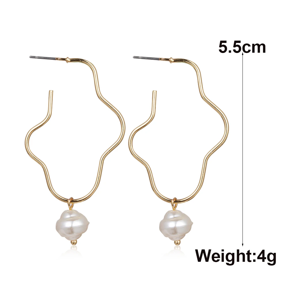 1 пара корейский дизайн женские серьги с барочным жемчугом металлические