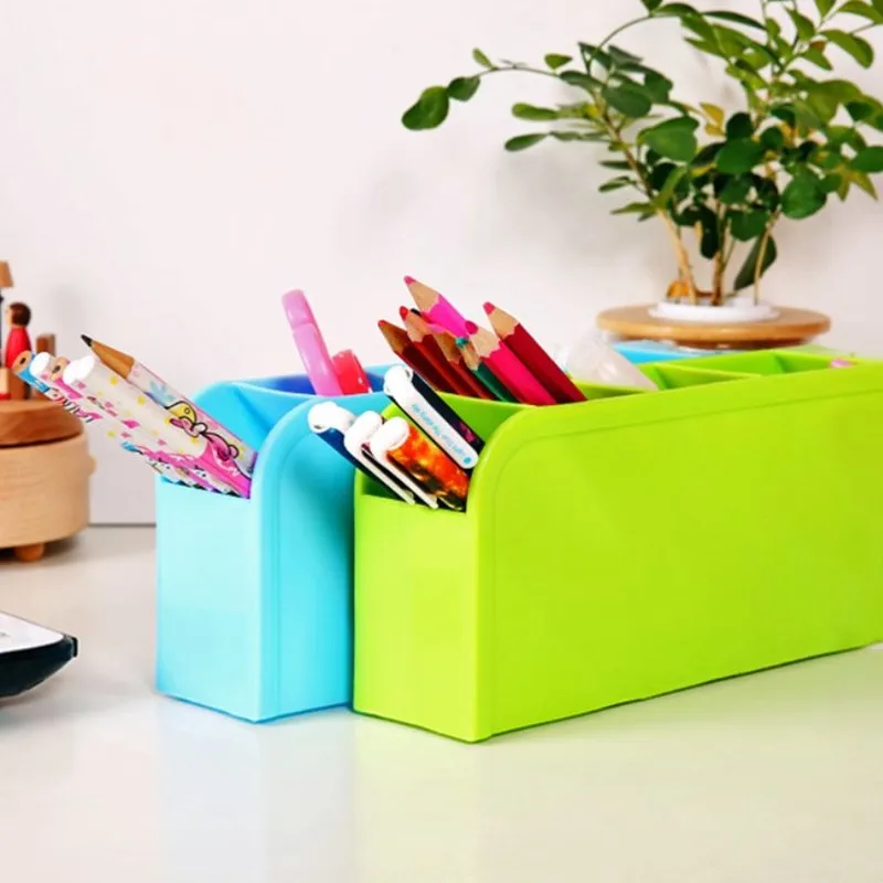 

Multi-function 4 Grid Desktop Pen Holder School Storage Case 4 Grid Sub-grid Desk Pen Holder Pencil Organizer