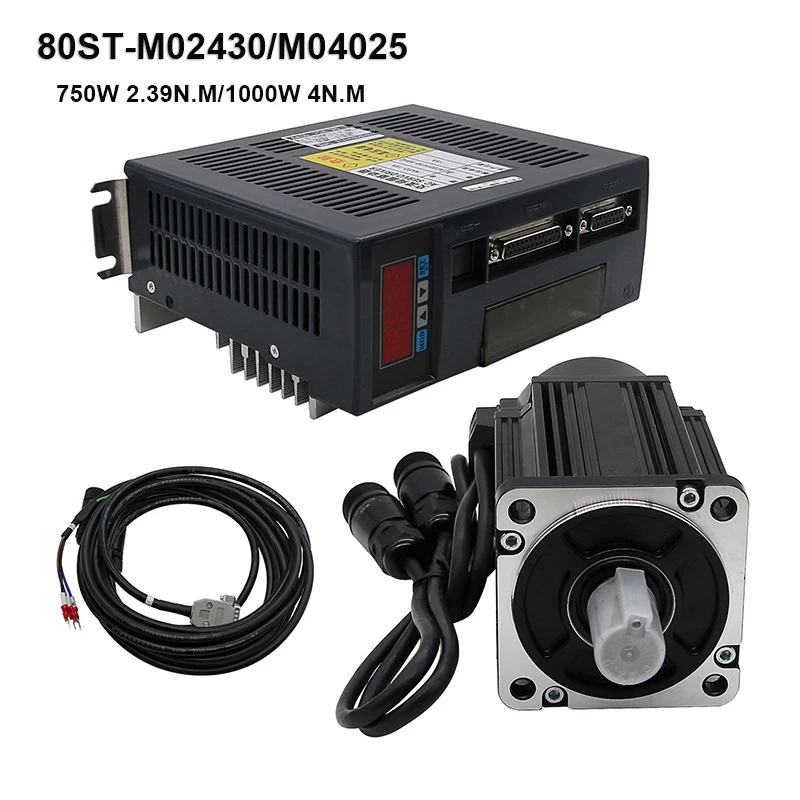 

Новинка 80ST-M02430/M04025 AC 220 В 750 Вт 1000 нм 3000 Вт нм об/мин Серводвигатель + Драйвер + кабель