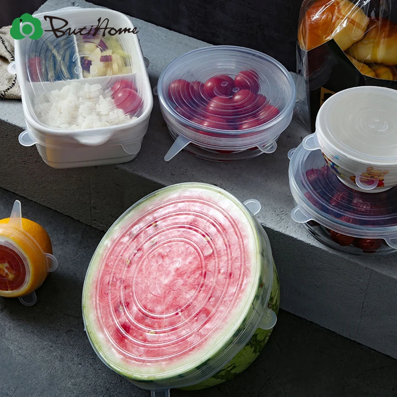 Butihome 6 шт./компл. многоразовые силиконовые Еда Обёрточная бумага стрейч вакуумная