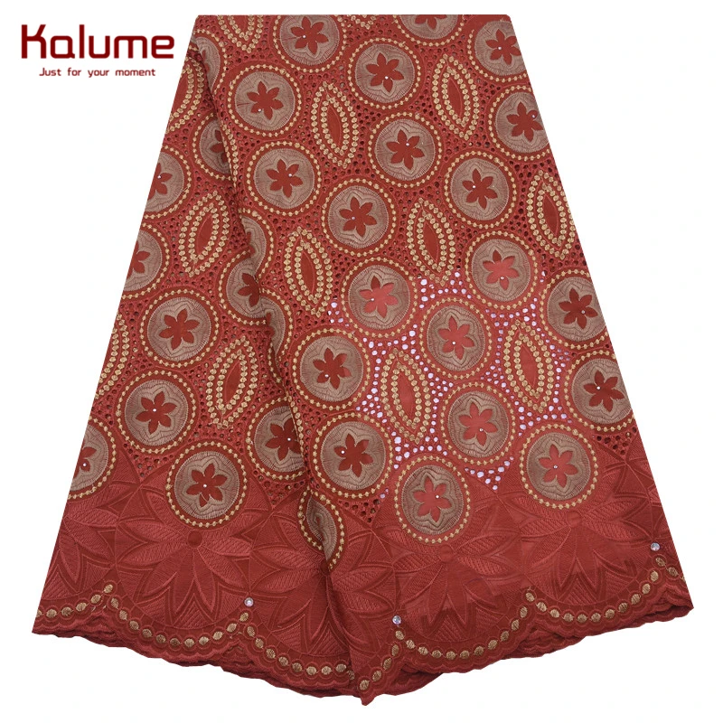 Недорогая африканская швейцарская хлопковая кружевная ткань Kalume королевский