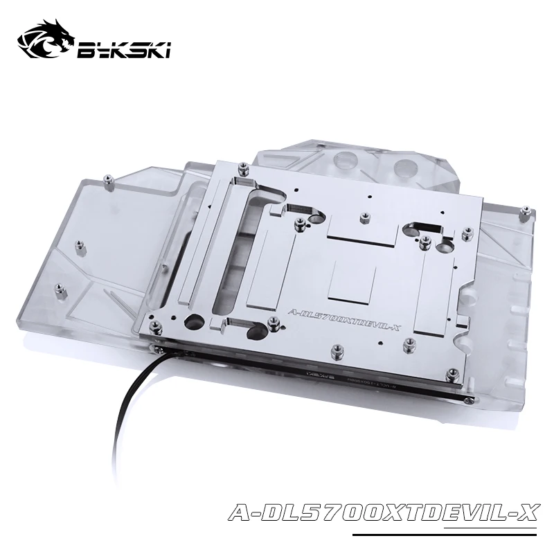

BYKSKI GPU водный блок использование для Dataland Power Color 5700XT Красный Дьявол/дракон поддержка A-RGB/RGB полное покрытие медный радиаторный блок