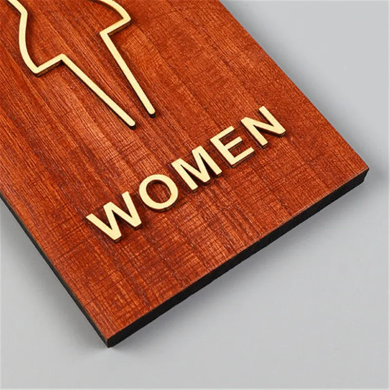 Custom Wood Toilet Sign Acrylic Number Wc Door Washroom Signage Men&ampwomen Warm Tips Address Plaque Plate Wall Stickers | Дом и сад
