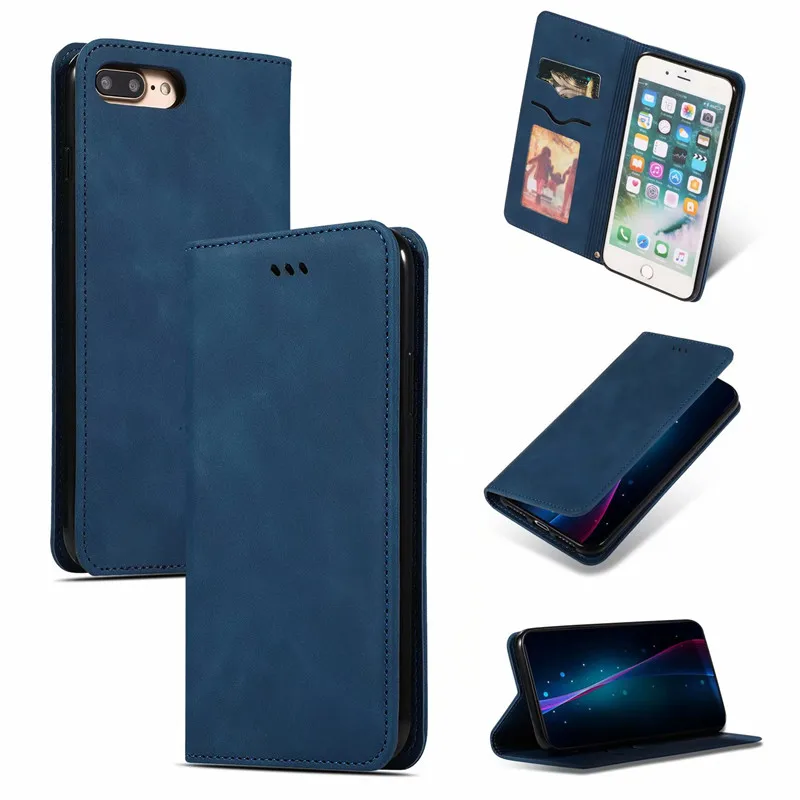 Роскошный чехол-книжка из натуральной кожи для iPhone X XI XS MAX чехол для iPhone 7 8 6 6S Plus, высококачественный силиконовый чехол - Цвет: Blue