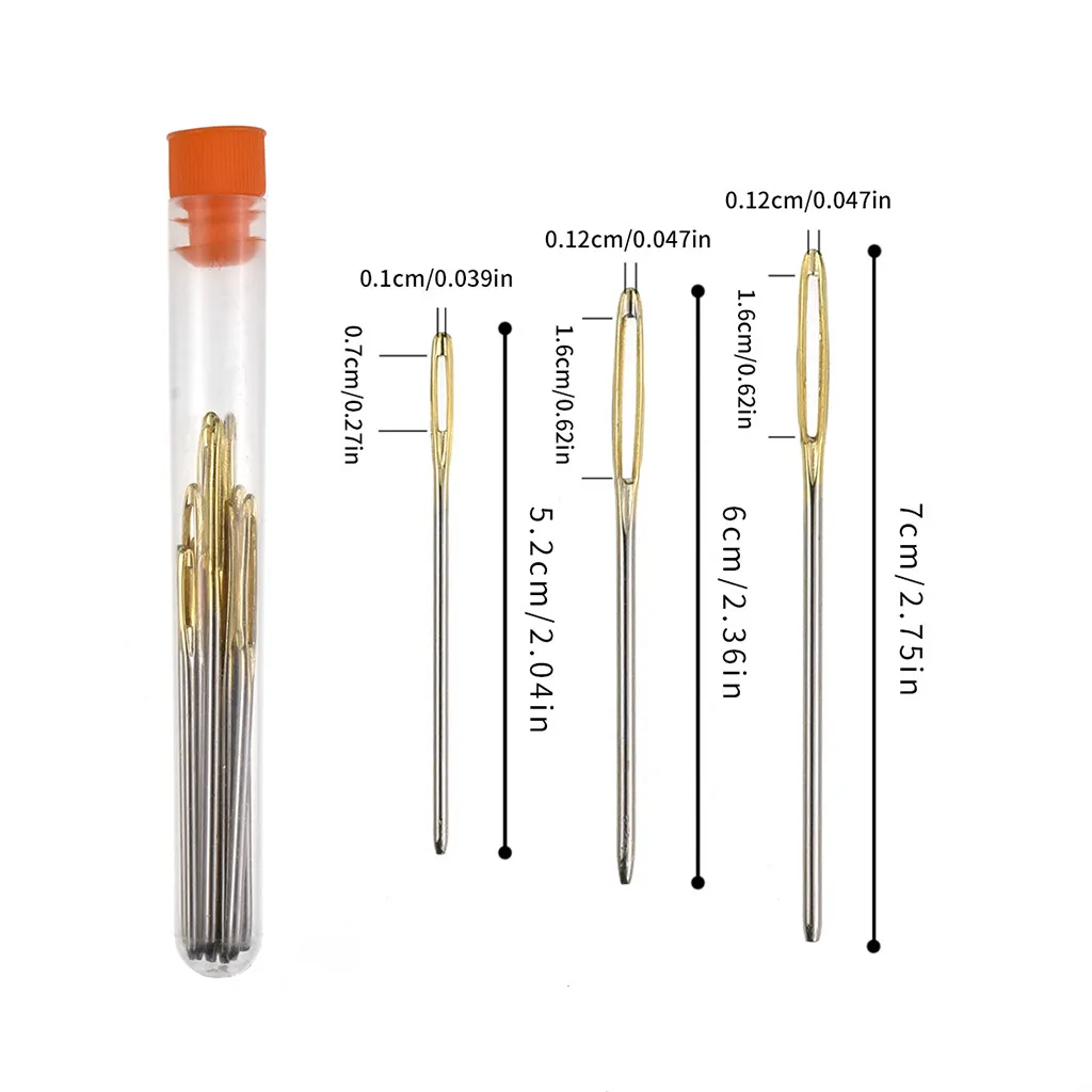 12 шт большого глаза тупые иглы из нержавеющей стали пряжа Швейные швейные
