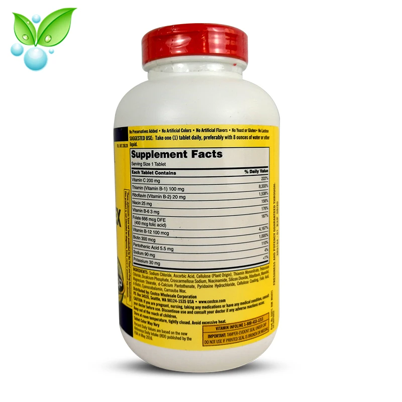 Импорт из США витамин B комплекс для здоровья таблетки VB содержит пантеновую