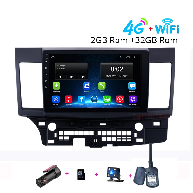 2GB DVR8GBCam 10," Android 9,0 автомобильный Радио мультимедийный плеер для Mitsubishi Lancer 2007-2012 экран wifi Bluetooth gps навигация головное устройство - Цвет: 2GB DVR8GBCam
