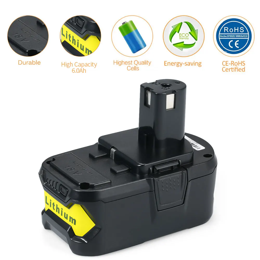Сменный аккумулятор для Ryobi 18 в 4000 мАч/5000 мАч/6000 мАч Li Ion Charger One Cordless P103 P108 комплект