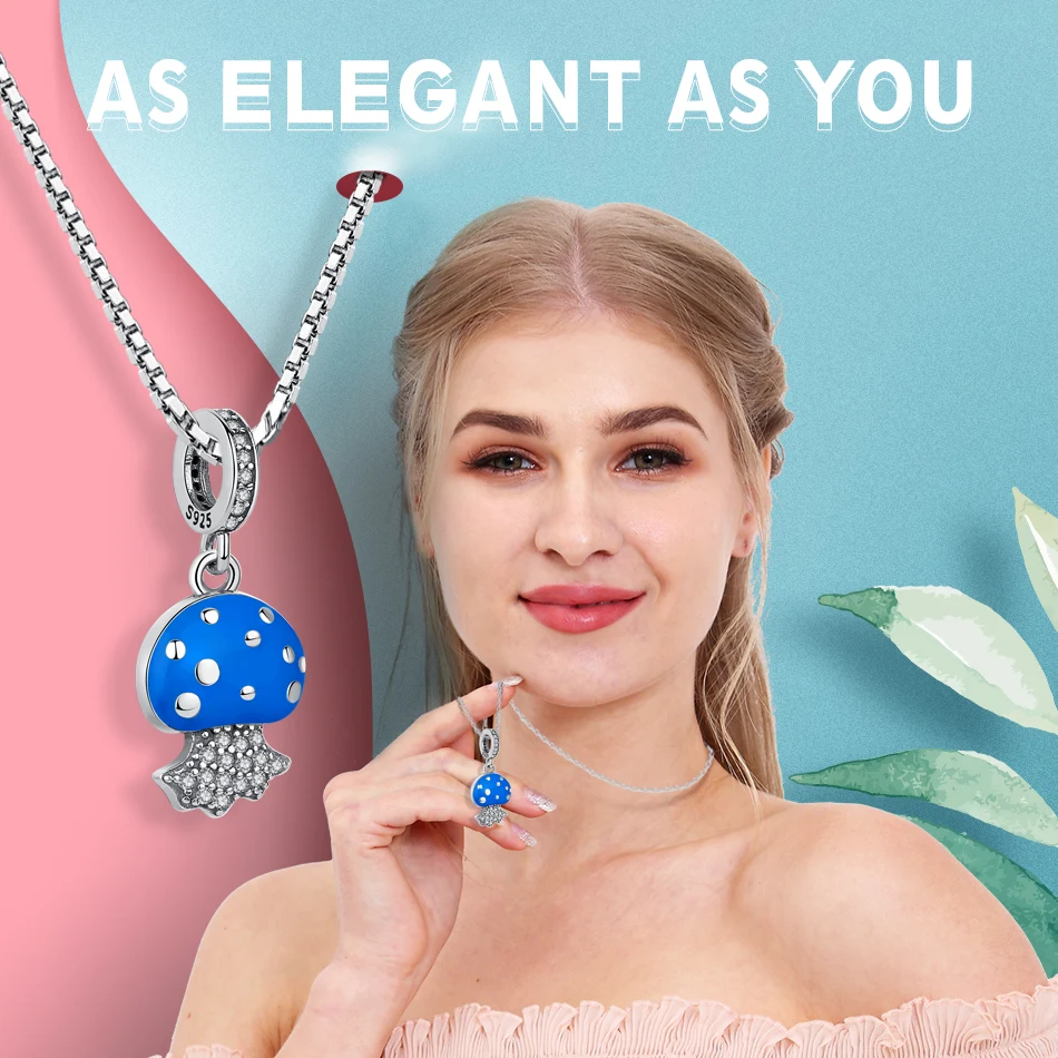 Новый оригинальный синий Медузы очарование Кристалл бисер 100% 925 стерлингового