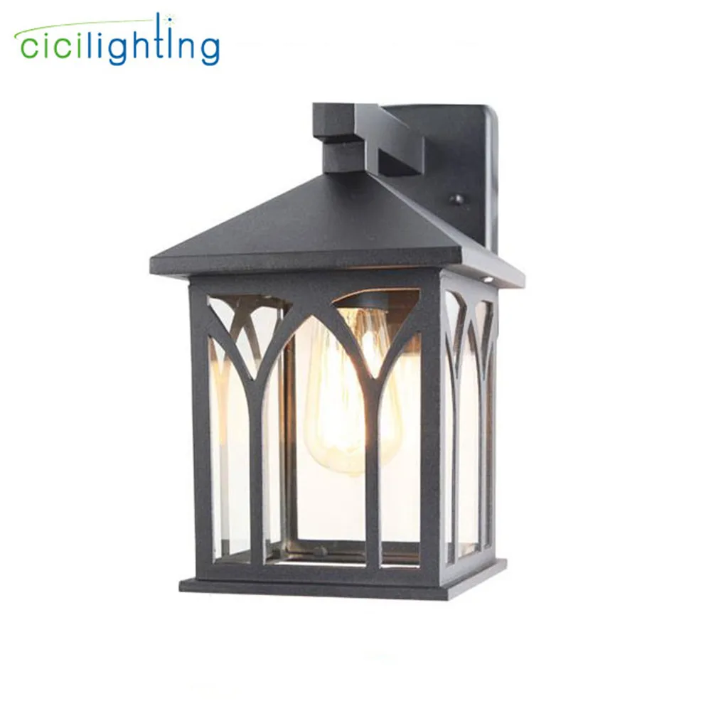 Материя черный E27 лампа для крыльца Уличный настенный светильник