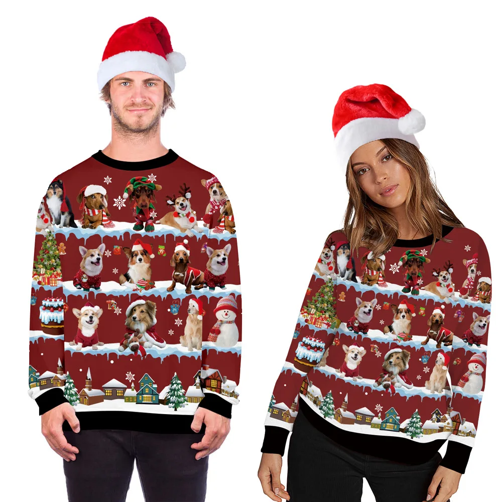 

Funny Santa Ugly Christmas Sweater Men Women Autumn Crew Neck Holiday Party Xmas Sweatshirt Couple Pullover Christmas Jumpers